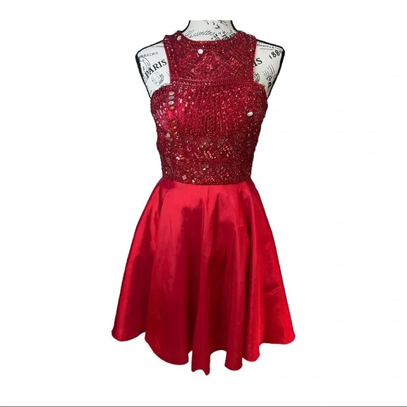 sherri hill homecoming dresses short Enchanted Garden Surplice Skater Dress main image 1